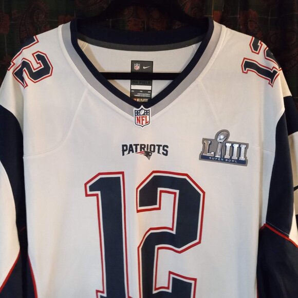 NIKE BRADY NEW ENGLAND PATRIOTS SUPER BOWL LIII 53 WHITE NFL ON FIELD JERSEY XXL - Picture 4 of 11